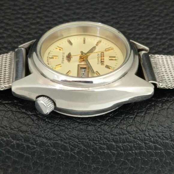 Vintage 1970 Citizen Automatic Womans Silver Watch W/daydate & Gold accents main image 3